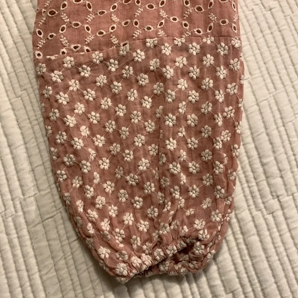 ZARA Malina Coquette Embroidered Pink White Floral Midi Dress 100% Cotton SZ S - Picture 3 of 12